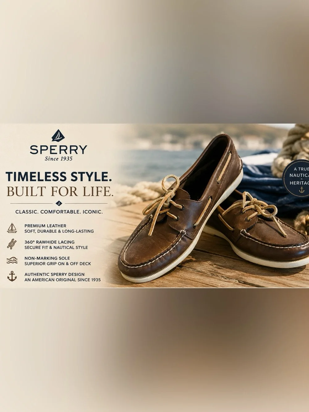 Sperry Brown Leather Classic Boat Shoes with Tan Laces